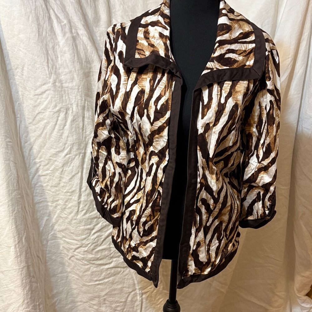 Chico's Brown and Cream Animal Print Blazer